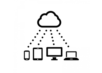 一つのクラウドが様々なデバイスとつながっているイメージのアイコン